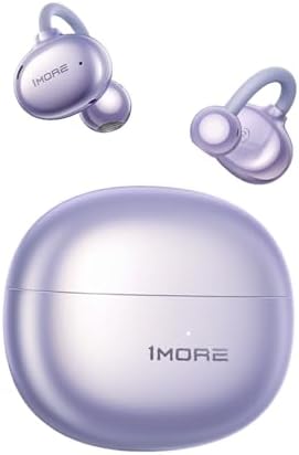 Revolutionize Your Audio Experience with 1 MORE S20 Open Ear Bluetooth 5.4 Wireless Earbuds – Lightweight Clip-On Design, 30-Hour Playtime, Four ENC Microphones for Crystal-Clear Sound, IPX5 Water-Resistant Durability, Perfectly Secure Fit for Active Lifestyles, Your Ultimate Sports Companion in Stylish Black