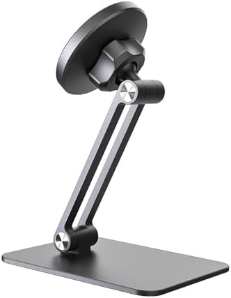 Alloy Aluminum 360° Rotatable Magnetic Suction Cellphone Stand Support Desktop Mobile Phone Holder Brace Compatible with 17mm Ball Head Cell Phone Holder – Enhanced Compatibility and Speed
