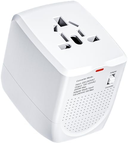 Ultimate International Travel Adapter & Voltage Converter 220 V to 110 V – Fast Charging Solution for Smartphones, Laptops, and Hair Tools – Perfectly Engineered for Global Compatibility Across the US, UK, Europe, and Australia – Essential Travel Accessory for Tech Savvy Travelers