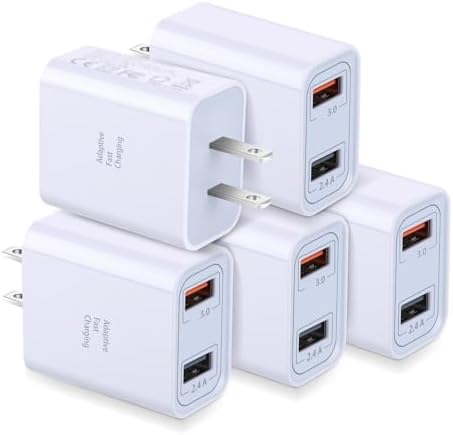 Rapid Charge 3.0 Dual USB Wall Charger Pack – Costyle 5-Pack 30 W Power Adapter for i Phone & Galaxy Devices – Ultra-Fast Charging with Adaptive Technology for Home, Office, and Travel – Lightweight, Compact, and Safe Power Solution