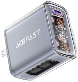 ACEFAST PD65 65 W 3-Port USB C Fast Charging Power Adapter – Sleek Pink Foldable Charger for i Phone, i Pad & Laptops – Efficient Multi-Device Rapid Charging Solution for Tech Enthusiasts – Compact and Portable Design for On-the-Go Power Needs