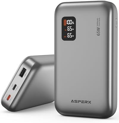 Asper X 20,000 m Ah Power Bank – 65 W USB-C Portable Charger for Fast Device Charging, Compatible with i Phone 16/15/14/13, Mac Book Pro/Air, Dell XPS, Galaxy S24, Steam Deck & More – Ultimate Travel Power Solution for Modern Electronics