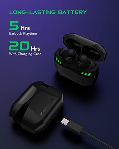 Elevate Your Gaming Experience with Black Shark Wireless Gaming Earbuds – Hi-Fi Stereo Sound, IPX5 Waterproof Design, Noise-Cancelling Microphone, and Quick Charging Case for Ultimate Convenience and Performance on i Phone & Android Devices