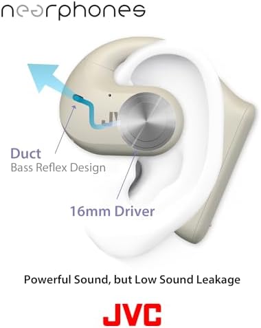 JVC Nearphones Open Ear True Wireless Headphones – Premium 16 mm Drivers for Deep, Rich Sound Quality, Ultra-Lightweight Design with 17-Hour Extended Battery Life, Versatile Single-Ear Usage Ideal for Active Lifestyles – Bluetooth 5.1 Enabled (Black) – Perfect for Daily Commutes and Sports Activities