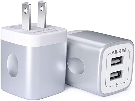 AILKIN Dual Port USB Wall Charger 2-Pack – 2.1 A Fast Charging Adapter for i Phone 15/14/13/12/11 Pro, Samsung Galaxy S23/S22/S21 – Compact Power Block with Quick Charge Technology – Universal Compatibility & Safety Features for Home and Travel