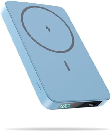 Sleek Magnetic Wireless Power Bank 5500 m Ah – Ultra-Slim Portable Charger with LCD Display for i Phone 16/16 Plus/15/14/13/12, PD Fast Charging USB-C, Effortless Magnetic Connection in Pink – Perfect for On-the-Go Power Solutions