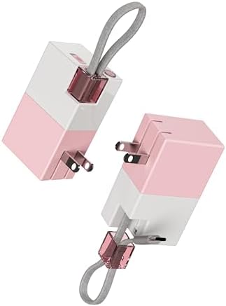 Sleek 5000 m Ah Pink Power Bank with Built-in Charging Cable & AC Plug – Ultra-Compact 22.5 W Fast Charging Solution for Travelers – Lightweight Mini Portable Charger Compatible with Samsung & More – Effortless Power for Daily Adventures and On-the-Go Use