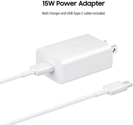 SAMSUNG 15 W USB-C Wall Charger with Fast Charging Cable – Universal Compatibility & Efficient Power Delivery for Smartphones and Tablets, Compact Design for Travel