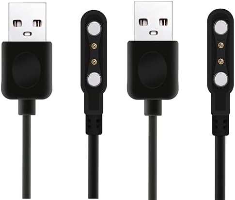 Universal Smartwatch Charger – 2 Pack Magnetic Fast Charging Cable for Enhanced Compatibility (3.8 mm – 4.2 mm Pin Spacing) – Effortless Alignment & Durable Design for All Smartwatch Brands – Reliable Smartwatch Accessory for Home & On-the-Go Power Solutions