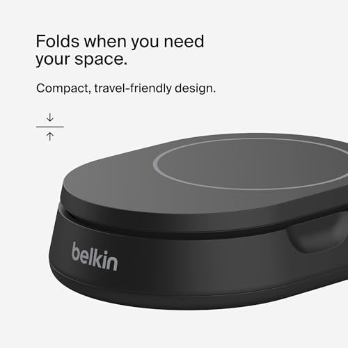 Belkin 15 W Fast Convertible Magnetic Charging Stand – Mag Safe & Qi2 Compatible Power Hub for i Phone 16/16 Plus/16 Pro/16 Pro Max, i Phone 15/14, Apple Air Pods Pro – Stylish White Design for Enhanced Efficiency and Device Versatility