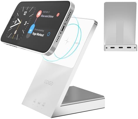 Ultimate 90 W 3-in-1 Wireless Charging Hub with Smart App Control – Fast Charging Solution for i Phone, Samsung, and More – Dual 45 W USB-C Ports & 15 W Mag Safe Compatibility – Secure Non-Slip Base for Enhanced Stability and Organization