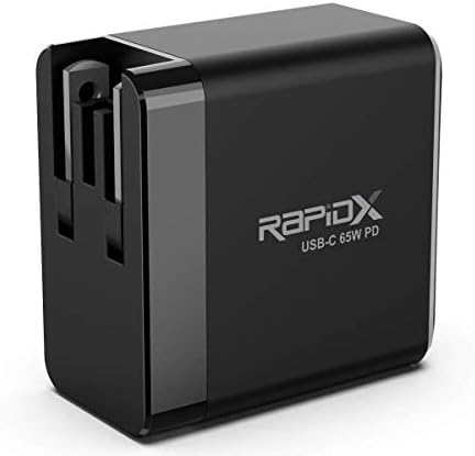 Rapid X 65 W USB C Wall Charger – High-Efficiency Compact Fast Charging Block for i Phone 14, 13, 12 Pro, i Pad Pro, Samsung Galaxy, and Type C Laptops – Foldable Design for Ultimate Portability and Enhanced Device Compatibility