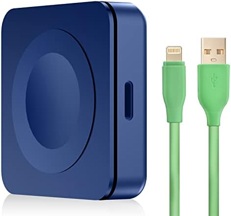 Dual-Purpose MFi-Certified USB A Fast Charger for Apple Watch & i Phone – 3.3 FT Wireless Charging Solution in Elegant Blue for Seamless Device Powering and Enhanced Compatibility with Air Pods