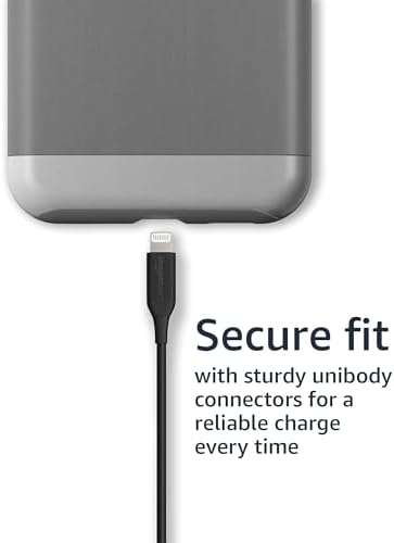 Amazon Basics MFi Certified 2-Pack Lightning Charger Cables – 6 Foot USB-A to Lightning, Optimized for i Phone 14, 13, 12, 11, X, Xs Pro, Pro Max, Plus & i Pad – Durable ABS Design for Fast Charging & Data Syncing, Sleek Black Finish, Essential Backup Solution