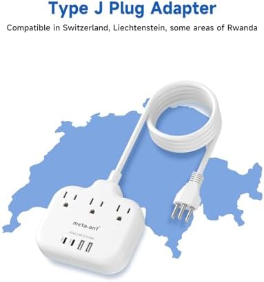 Ultimate Universal Travel Plug Adapter with PD30 W Fast Charging Hub – 3 Multi-Port Connectivity for International Travel, Featuring Dual USB-C & USB-A Outputs, 3 ft Extension Cord for Effortless Power in EU, US, UK, France & Spain – Perfect Solution for Global Adventurers Seeking Reliable Charging Options