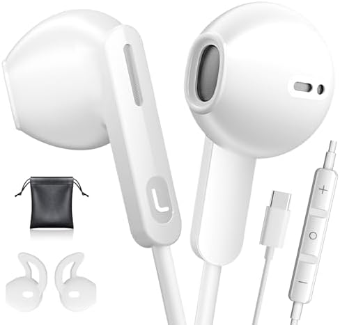 Elevate Your Audio Experience with LCdaymini USB C Earbuds – Premium Wired Headphones for i Phone 16, i Phone 15 Pro Max, Samsung Galaxy S25/S24/S23 Ultra & Google Pixel 9/8 – Immerse in High-Fidelity Sound, Enjoy Effortless Call Management with In-Line Microphone, Convenient Volume Control, and Ultra-Lightweight Design for All-Day Listening Comfort