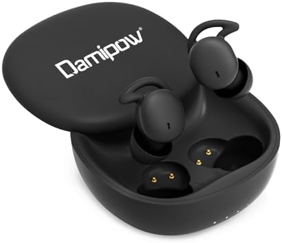 Experience Tranquility with Damipow True Wireless Sleep Earbuds – Ultra-Lightweight Noise-Blocking Bluetooth Headphones for Peaceful Sleep & Relaxation (Black) – Ideal for Travel, Meditation & Enhanced Comfort