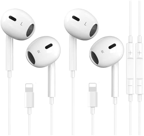 Transform Your Audio Journey with CYBERDRIVE i Phone Wired Earbuds – Dual Pack with Integrated Mic & Volume Control for Pristine Sound – Seamlessly Compatible with All i Phone Models Including 14/13/12/SE/11/XR/XS/X/7/7 Plus/8/8 Plus – Effortless Plug-and-Play Setup for Music and Calls – Ergonomically Designed for Ultimate Comfort & Durability – Tangle-Free and Ideal for Active Lifestyles