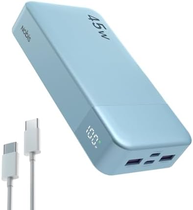 NOBIS 20000 m Ah Ultra-Fast Portable Power Bank with Smart Digital LED Display – 45 W Quick Charge Battery Pack Featuring Dual USB-A & Type-C Ports for Simultaneous Charging of Up to 4 Devices – Perfect for Travel, Outdoor Adventures, and Emergency Situations (Vibrant Orange)