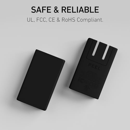 Ultra-Slim PEEL 35 W Fast Charging USB-C Wall Charger in Black – Compact, Efficient Power Adapter for On-the-Go Lifestyle – Safe & Reliable with UL, FCC, CE, Ro HS Certifications – Enhanced Compatibility for All USB-C Devices