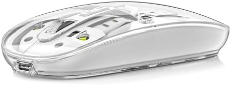 Experience Unmatched Versatility with the Uiosmuph Tri-Mode Bluetooth Mouse – Wireless, USB-C Rechargeable, and Quiet Click Design for Seamless Multi-Device Connectivity – Stylish Transparent Cover and Battery Level Indicator – Perfect for Laptops, Macs, and i Pads – Sleek Yellow Finish for Enhanced Productivity
