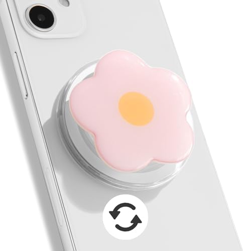 Coral Floral Daisy Phone Grip & Fidget Spinner – Mag Safe Compatible Lightweight Accessory for Enhanced Stability, Stress Relief, and Effortless One-Handed Use – Stylish and Durable Magnetic Stand for i Phone Users