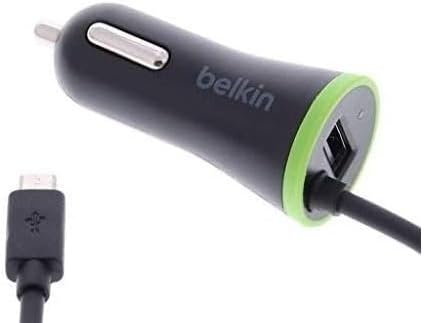 Belkin Boost Up Car Charger 17 W with 4-Foot Coiled Micro USB Cable – Rapid Dual Charging Solution with Advanced Safety Features for Seamless On-the-Go Device Power Management