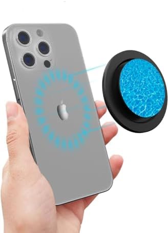 Sleek Adjustable Magnetic Phone Grip with Elegant Water Wave Design for Effortless Mag Safe Integration and Wireless Charging – Durable Smartphone Holder with Included Adapter Ring for Enhanced Stability and Comfort