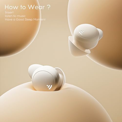 Sunvito Bluetooth 5.3 Mini Invisible Sleep Earplugs for Side Sleepers – Ultimate Noise-Cancelling Wireless Headphones in Beige – Designed for Comfort and Sound Isolation During Sleep, Workouts, and Outdoor Activities – Tailored for Small Ears with Ergonomic Fit and Extended Battery Life
