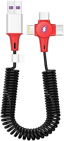 AICase 90 Degree Coiled Lightning Cable – 6 ft Flexible Nylon Charging Cord with Right Angle Design for Enhanced Gaming Experience, LED Indicator for Fast Charge & Data Syncing, Compatible with i Phone XS/XS Max/XR/X/8/8 Plus/7/7 Plus, i Pad Pro & More