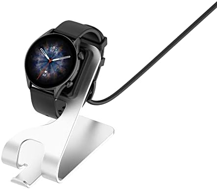 Chofit Premium Charger Dock for Amazfit Smartwatches – Fast USB Charging Station with 4.9 ft Cord for GTR4, GTR4 Pro, GTS4, GTS3, GTR 3, and T-Rex 2 – Stylish Silver Finish for Home & Office Use – Reliable & Durable Smartwatch Accessory