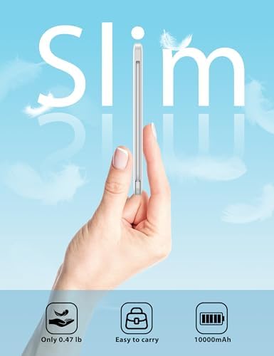 miisso 10000 m Ah Ultra-Slim Portable Power Bank with Integrated Charging Cables – Multi-Device USB-C Travel Charger for i Phone & Samsung – Compact, Lightweight Battery Pack Designed for Maximum Portability and Efficiency