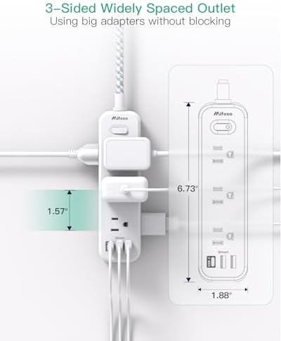 10 ft Power Strip with Surge Protection – 9 Outlets and 3 USB Ports for Fast Charging – Versatile Extension Cord for Home, Office, and Dorm Room – Safe and Efficient Multi-Device Management – Durable and Compact Design for Everyday Use