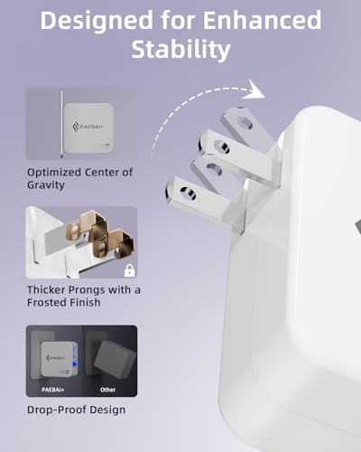 Ultra-Fast 100 W Ga N USB-C Charger Block – Triple-Port Travel Adapter for Mac Book, Dell, i Phone 16/15, Samsung Galaxy & All USB-C Devices – Compact, Foldable Design for Efficient Power Delivery on the Go