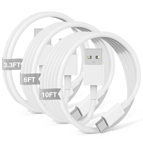 3-Pack Pink [3.3FT+3.3FT+6FT] USB A to USB C Cable，USB to USB C Car Carplay Cable for iPhone 16 15 Pro Plus Pro Max，for iPad Pro/Air/Mini，for Samsung S24/S23/S22/S21，for MacBook Pro/Air and More – Enhanced Compatibility and Speed