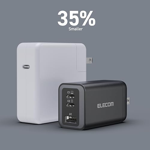 ELECOM 65 W Ga N II Plus USB-C Wall Charger – Compact Multi-Port Power Adapter for Fast Charging i Phone, Laptop, Tablet, Air Pods, and More – Ultimate Compatibility and Efficiency in a Sleek Design