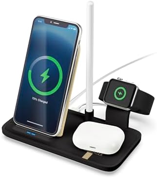SOAR NCAA 4-in-1 Wireless Charging Docking Station: Rapid Charge Solution for i Phone, Apple Watch, Air Pods & Apple Pencil – Official NCAA Design for Ultimate Fan Experience and Device Compatibility