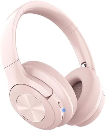 Stylish Pink Over-Ear Bluetooth Headphones with 65 Hours Playtime – Immerse Yourself in Deep Bass Stereo Sound, Ultra-Portable Foldable Design, Perfect for Travel, Gaming, and Movie Lovers