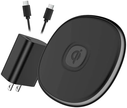 NANAMI 15 W Qi Fast Wireless Charger with PD3.0 Adapter – Streamlined Charging Pad for i Phone 16/15/14/13/12/11/XS Max & Samsung Galaxy S25/S24/S23/S22/S21/Note 20 – Effortless Power for Air Pods Pro & Qi Devices – Intelligent Overheating Protection & Elegant Minimalist Design for Home or Office