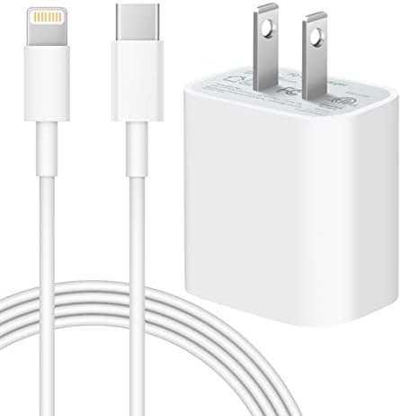 20 W PD USB-C Wall Charger with 6 FT Fast Charging Cable for i Phone 14/13/12/11/Pro/Pro Max/Mini/Xs Max/XR/X and i Pads – Rapid Power for Apple Devices with Enhanced Safety Features and Portability