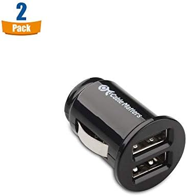 Sleek 2-Pack Dual USB Car Charger for Fast Device Charging – Cable Matters 4.8 A 24 W Flush Mount Adapter for Smartphones & Tablets – Compact Design with Enhanced Safety Features for Effortless Travel Power