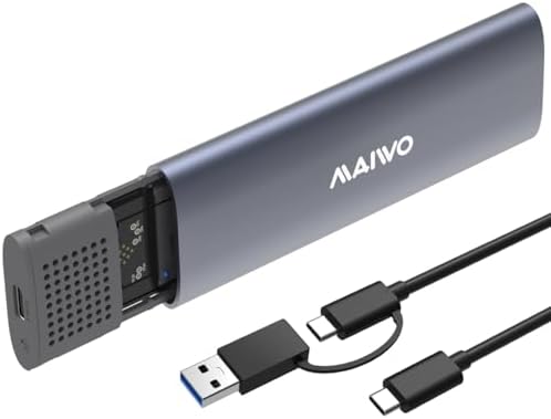 MAIWO 10 Gbps M.2 SSD Enclosure – Versatile Tool-Free USB C/USB A Aluminum Case for NVMe & SATA Drives – Optimized for 2230/2242/2260/2280 M-Key/(B+M) Key – Enhanced Durability & Rapid Data Transfer Solutions with 17.71-Inch Cable – Perfect for On-the-Go Storage Expansion