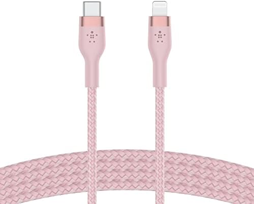 Belkin Boost Charge Pro Flex 10 ft Braided USB Type C to Lightning Cable – MFi Certified 20 W Fast Charging for i Phone 14, 13, 12, 11, Pro, Max, Mini & SE – Durable Tangle-Free Design for Effortless Connectivity – Sleek Black Finish for Modern Tech Aesthetics