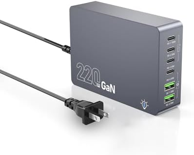 Revolutionize Your Charging Setup with the 220 W Ga N USB C 6-Port Fast Charger – Ultimate Power Hub for i Phone 16, Galaxy 25, Mac Book & More – Compact, Efficient, and Safe Solution for All Your Devices!