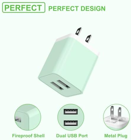 Ultimate i Phone Charging Solution: i GENJUN 5 Pack MFi Certified Fast Charging Set with Dual USB Wall Adapter & 6 FT Lightning Cables for i Phone 14, 13, 12, 11 Pro Max, XR, XS Plus – Vibrant Multicolor Selection for Enhanced Convenience and Speed