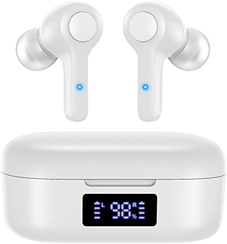 Elevate Your Sound with MOZOTER Bluetooth 5.3 Wireless Earbuds – Deep Bass & Crystal Clear Calls, 4-Microphone Noise Cancelling Technology, Lightweight Design for Ultimate Comfort, Wireless Charging Case – Perfect for i Phone and Android Users, Ideal for Workouts and Daily Adventures