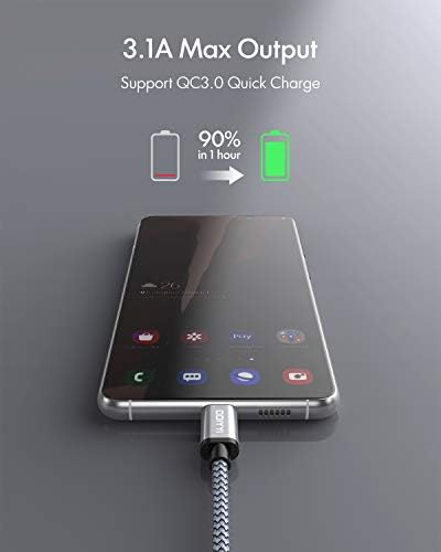 USB Type C Cable 5Pack (3/3/6/6/10FT), Nylon Braided USB C Cable Fast Charger Cord for iPhone 16/15, Samsung Galaxy S24 S23, LG V30 V20 G5 G6, PS5, Google Pixel, Redmi, HTC – Enhanced Compatibility and Speed