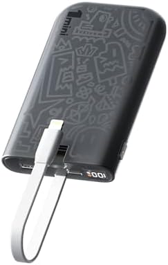 imuto Graffiti Style 20000 m Ah Portable Charger with Built-in Lightning Cable – 22.5 W Fast Charging Power Bank for i Phone, Samsung, i Pad, and All Smartphones – Essential Travel Accessory with LED Battery Display and Unique Design