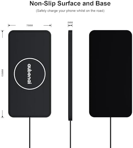 15 W Fast Wireless Car Charger Pad with 70 cm Extension Cable – Non-Slip Design for i Phone 16/15/14/13, Samsung Galaxy S25/S24, and More – Quick, Case-Friendly Charging for Road Trips and Daily Commutes – Includes Adhesive Mounting Pads and Smart Safety Features