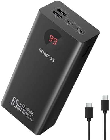 ROMOSS 30000 m Ah High-Capacity Power Bank with 22.5 W Fast Charging – Versatile Portable Charger for Multi-Device Compatibility including i Phone, i Pad Pro, Samsung – Triple Output & Input Design for Effortless Power Management on the Go